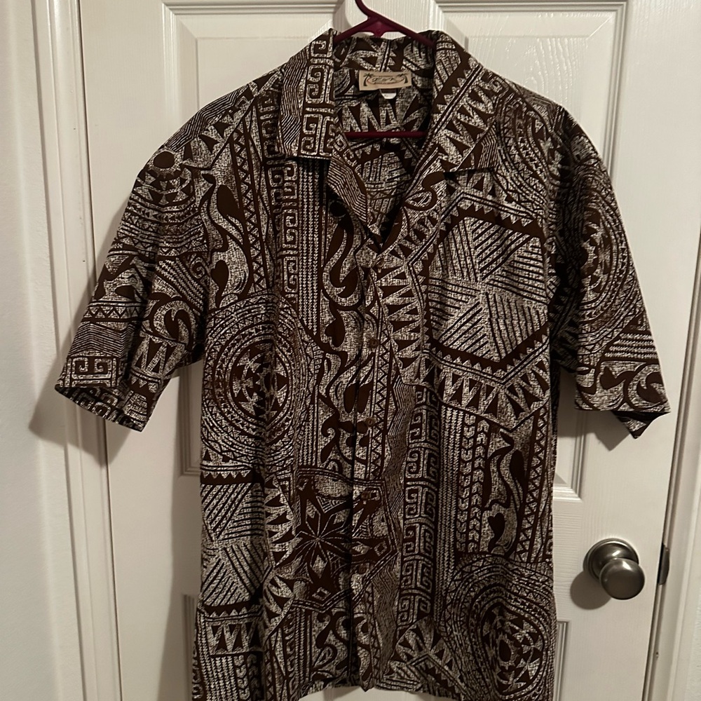 Brown Patterned Men's Casual Button Down Shirt